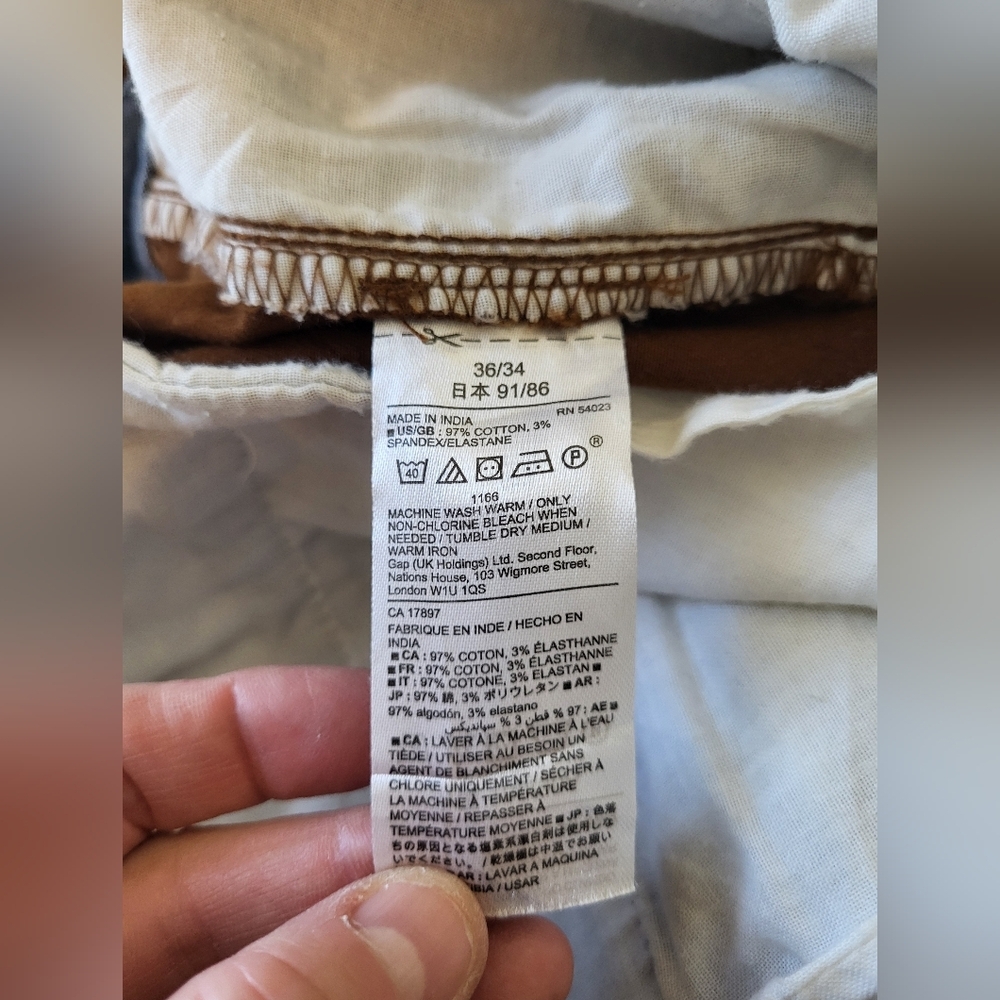 GAP Men's Brown Chinos Straight Strechy, Size 36 X 34 - Picture 4 of 6